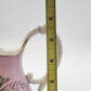 Pink Porcelain Creamer Pitcher Birds Nest Blue Flowers Gold Trim 6" Vintage