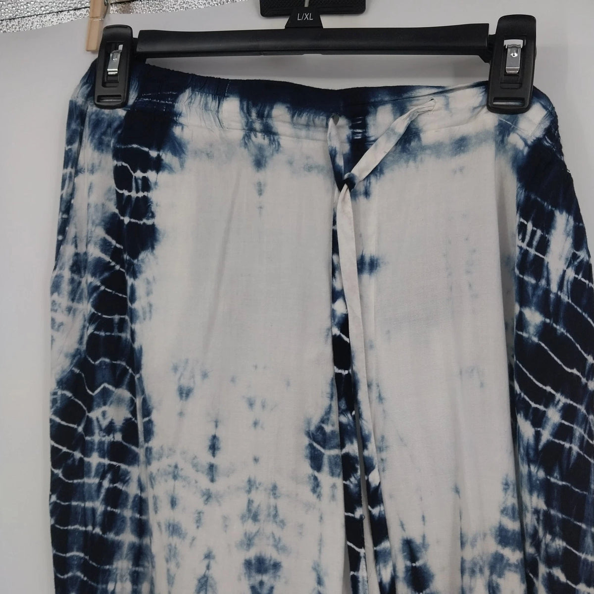 Khakis & Company Women's Blue White Tie-Dye Harem Balloon Boho Pants Medium
