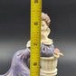 La Verona Collection Lady Figurine Purple Dress Flirty Pose Statue Wood Base Vtg