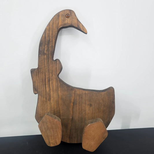 Wood Goose Duck Plate Holder Wall Hanging Rustic Farmhouse Decor 14" Vintage
