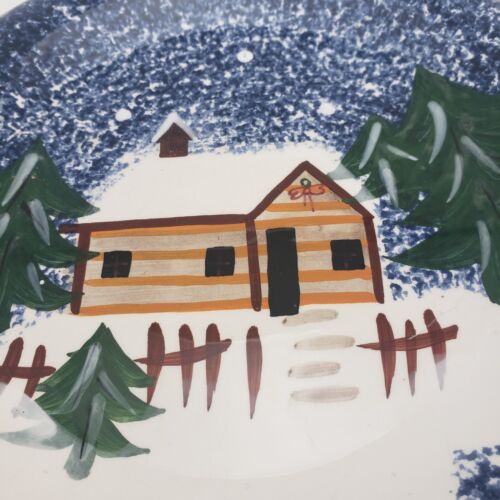 Holly Mountain Lodge 8" Salad Plate Holiday Winter Scene Cook's Bazaar Gourmet