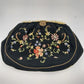 Black French Evening Clutch Bag Wrist Strap French Knot Embroidered Pearls 1930s