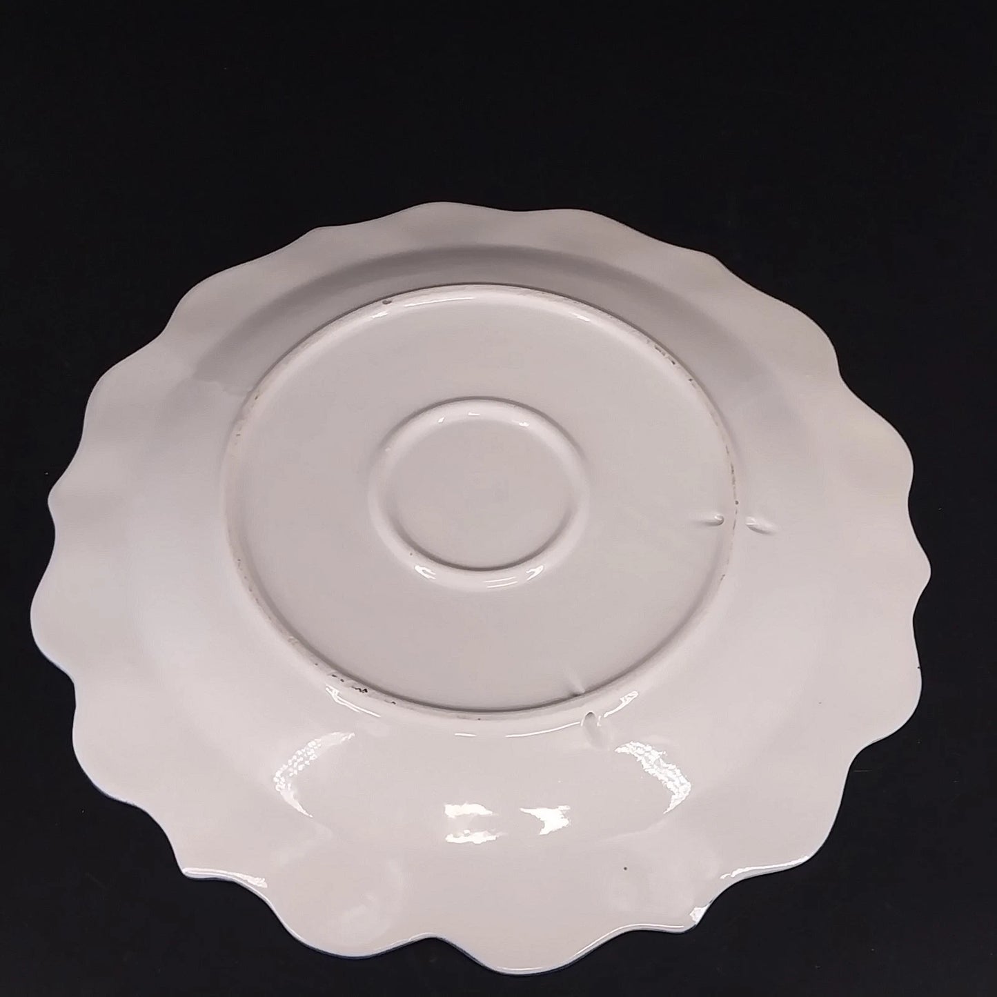 Cracker Barrel Blue Floral Serving Platter Scalloped Porcelain Transferware