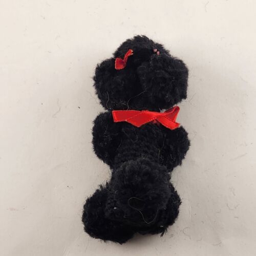 French Poodle Cosmetic Cover Lipstick Nail Polish Holder Black Crochet Vintage