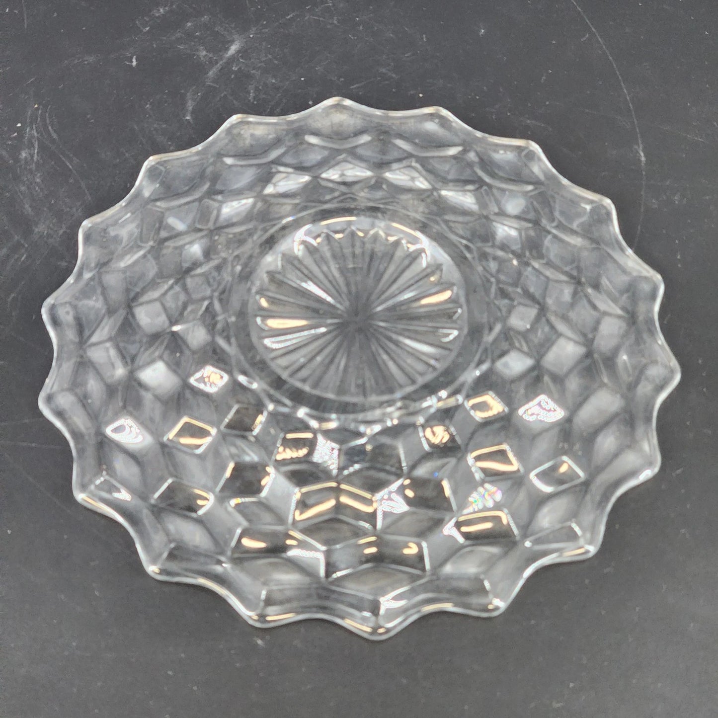 Fostoria American Glass Salad Plate 7.75 Inch Starburst Pattern