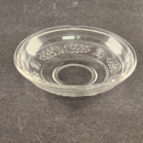EAPG Clear Glass Berry Sauce Bowl Grapevine Pattern Outside Embossed 5" Vintage