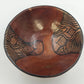 Zimbabwe Hand Carved Olive Wood Bowl 7" African Batik Animal Print Varnished Vtg