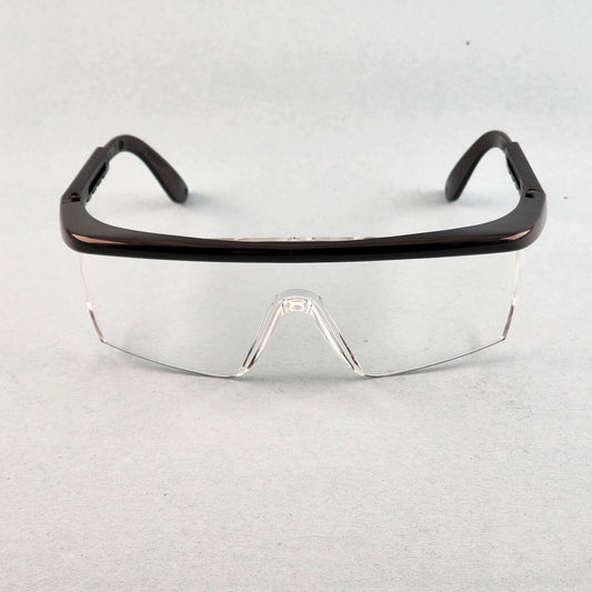 ERB Sting Ray Safety Glasses Half Frame Telescoping Temples UV Protection Z87.1+ (Black, Clear & Untreated)