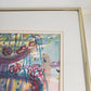 Original Watercolor Painting Water Fountain Lancaster OH Carol Blades Framed