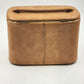 Tan Leather Train Case – 10.5" Travel Luggage with Cane Web Front, Latch Closure, Pockets & Interior Mirror Vintage