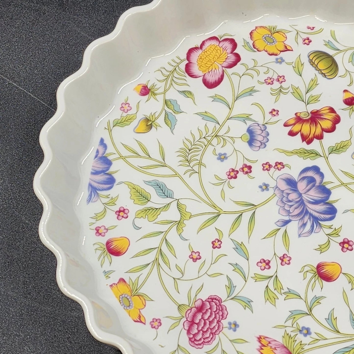 Avignon Toscany Fine China Pie Quiche Dish 10" Floral Pattern Japan Discontinued