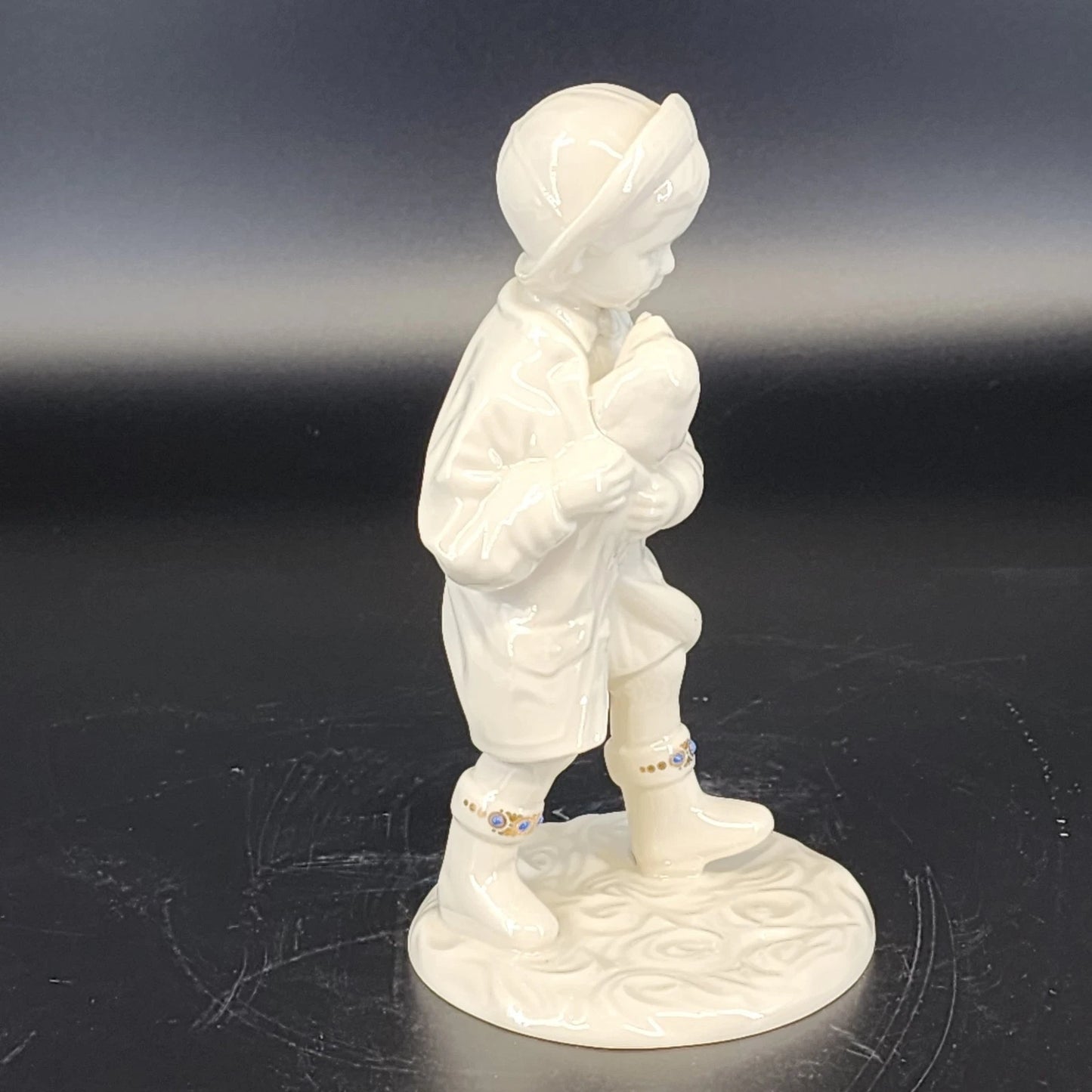 Lenox Rainy Day Friends Figurine Boy & Dog Gold Trim Jeweled 7" 1994 Vintage