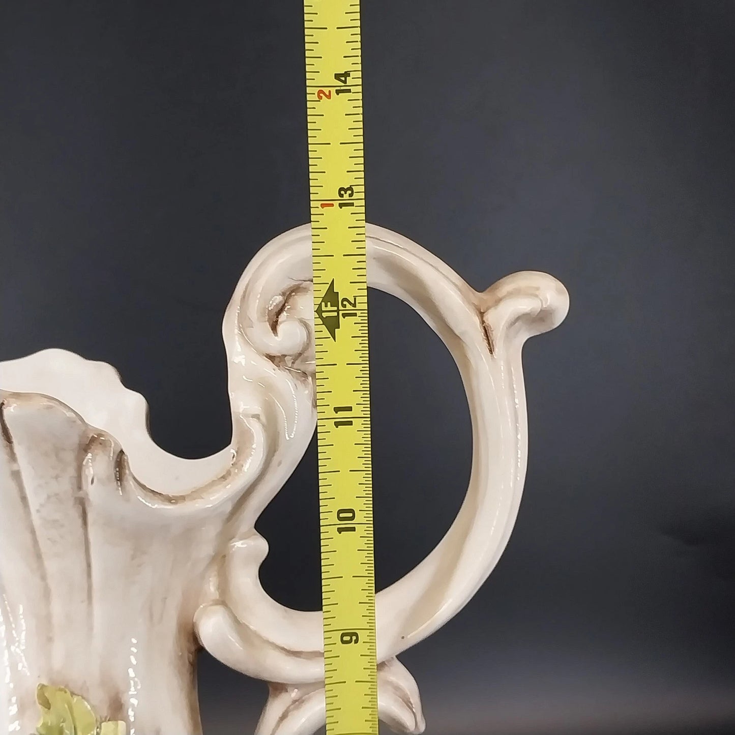 Vintage Capodimonte Italy Floral Porcelain Pitcher Vase Urn 13 Inch