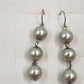 Sterling Silver 925 Triple White Gold Faux Pearl Dangle Drop Earrings 2"