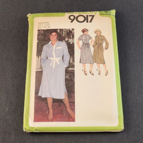 Simplicity 9017 Vintage Sewing Pattern Misses' Shirtdress and Tie Belt