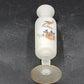 Norleans Vase 10" Hand Painted Bird & Floral Frosted Satin Art Glass w Gold Trim