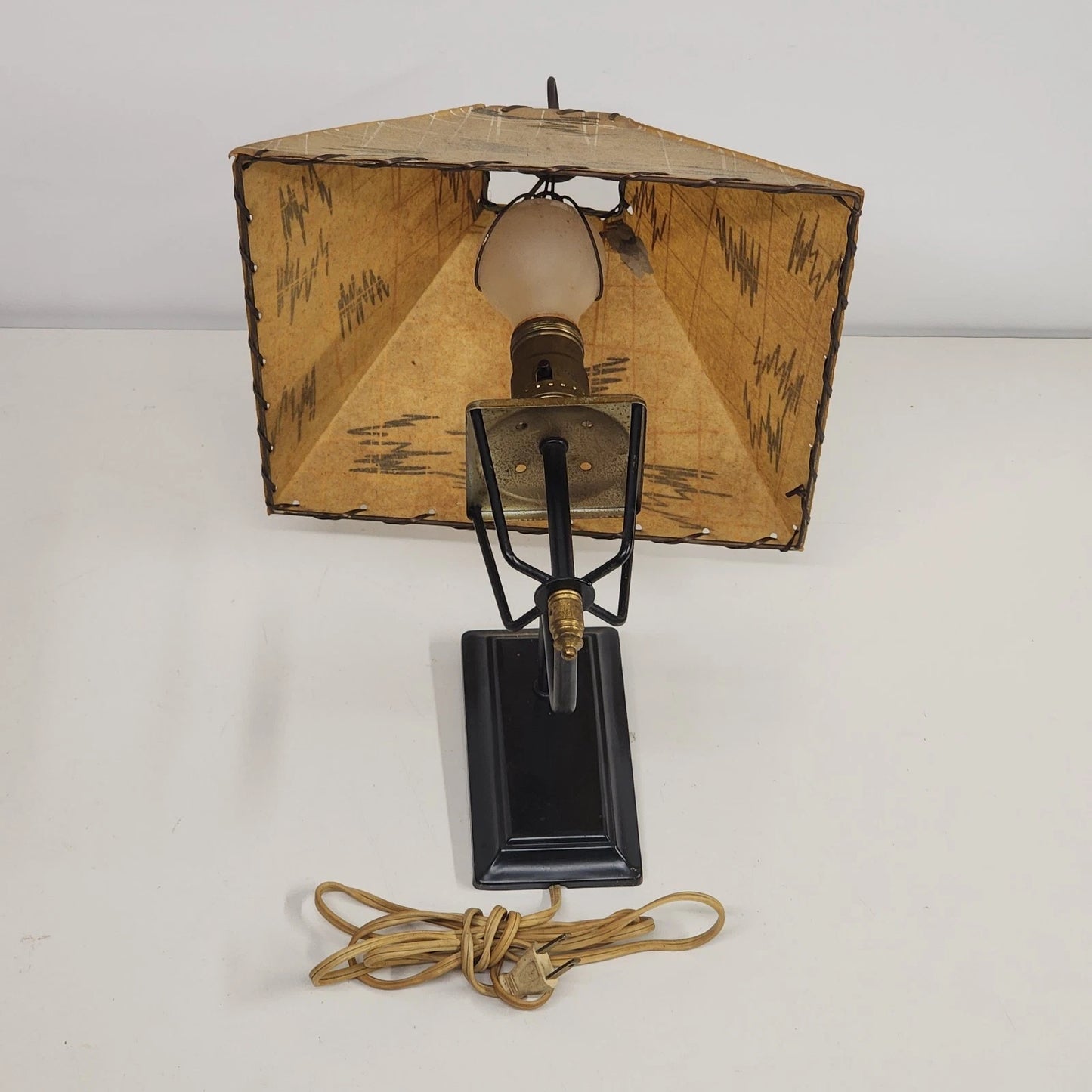 Wall Sconce Fiberglass Lamp Atomic Shade Plug-In Trapezoid 13" 1950's Light MCM