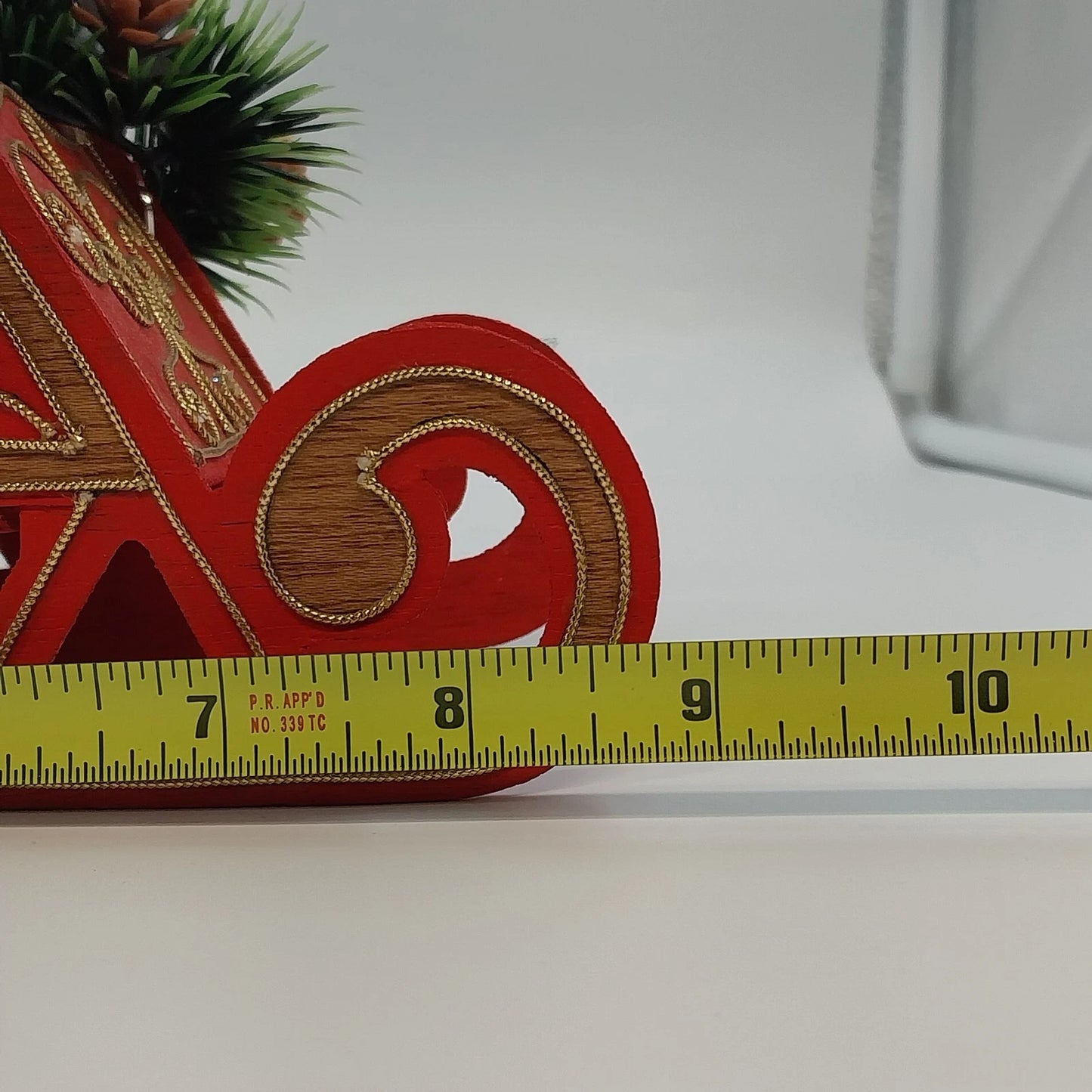 Santa Claus Wood Sleigh Card Holder Candy Bowl Pinecone Christmas 9" Centerpiece