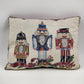 Christmas Nutcracker Soldiers Throw Pillow Tapestry Red Decor 15" x 11" Vtg USA