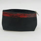 Lancome Black w Red Trim Croc Detail Cosmetic Bag Purse 9" x 4.5" Zipper Closure