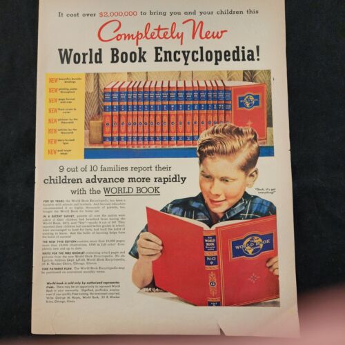 World Book Encyclopedia Completely New Gosh It's Got Everything 1948 Print Ad