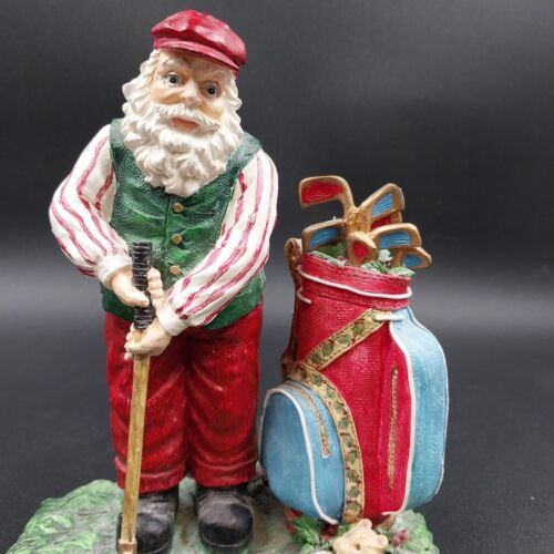 St Nicholas Square Resin Golfing Santa Claus and Gopher Vintage Rare 8.5" Tall