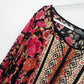 Angie Boho Floral Tunic Top Womens Medium Black Pink Rose
