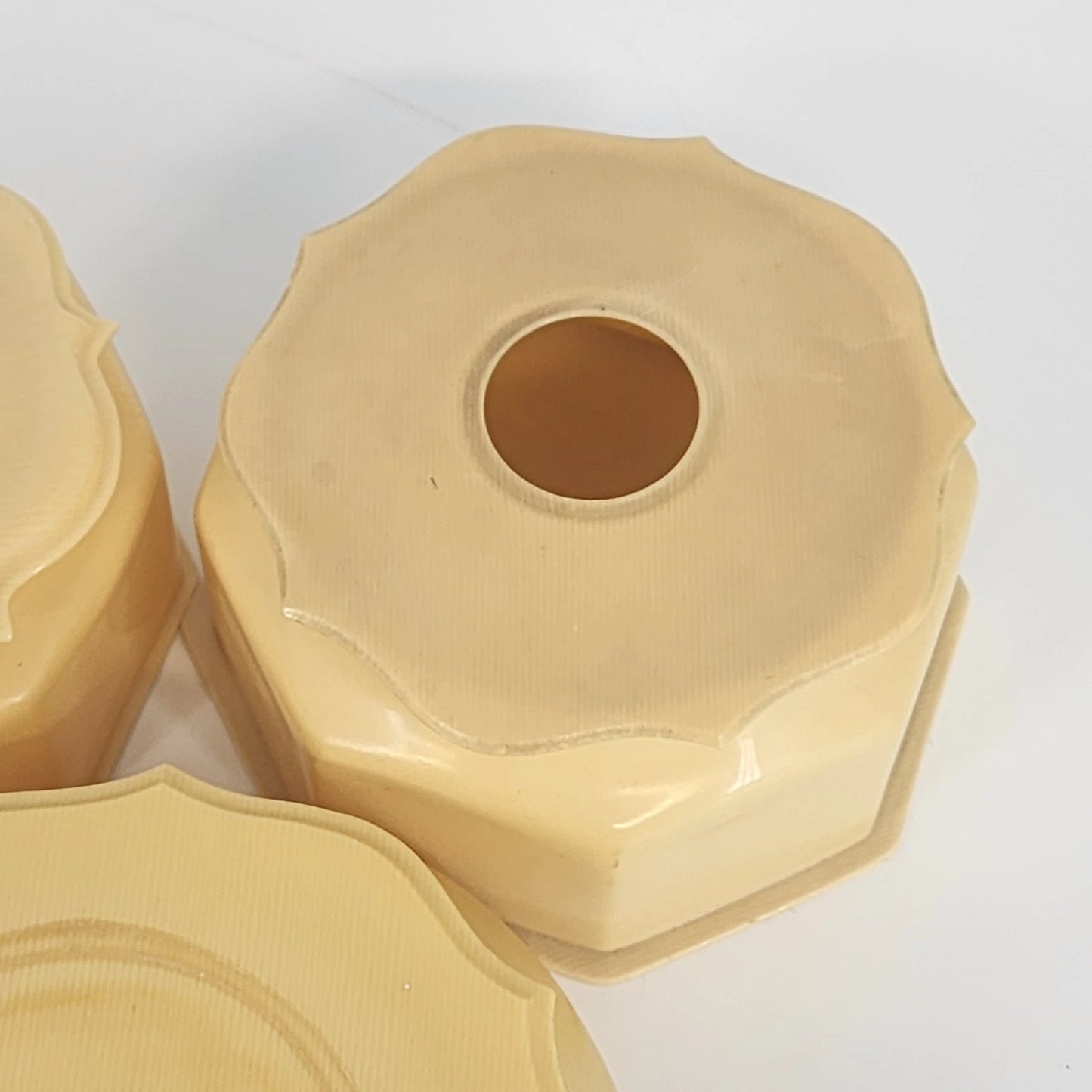 Antique 3pc Celluloid Vanity Set Art Deco French Cream Tan Powder Hair Receiver