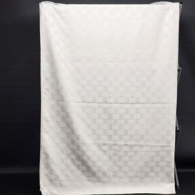 White Rectangle Tablecloth with Windowpane Checkered Striped Pattern 82" x 62"