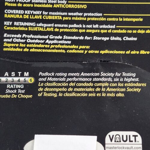 Master Lock Magnum M50XKAD Padlock 3in Shrouded Stainless