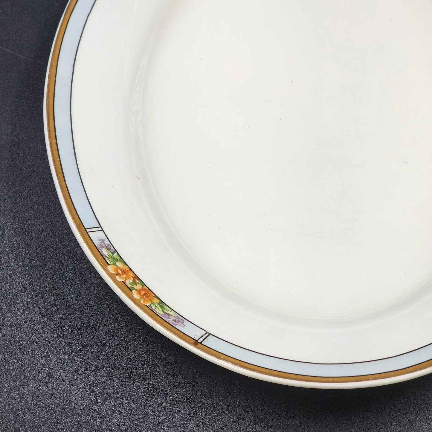 Nebraska Blue Oval Serving Platter 12" England Blue Rim Flower Accent J&G Meakin