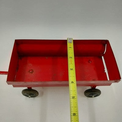 Ertl Red Farm Grain Wagon Trailer Pressed Steel 8"x4" Vintage 1:16 Tractor Toy