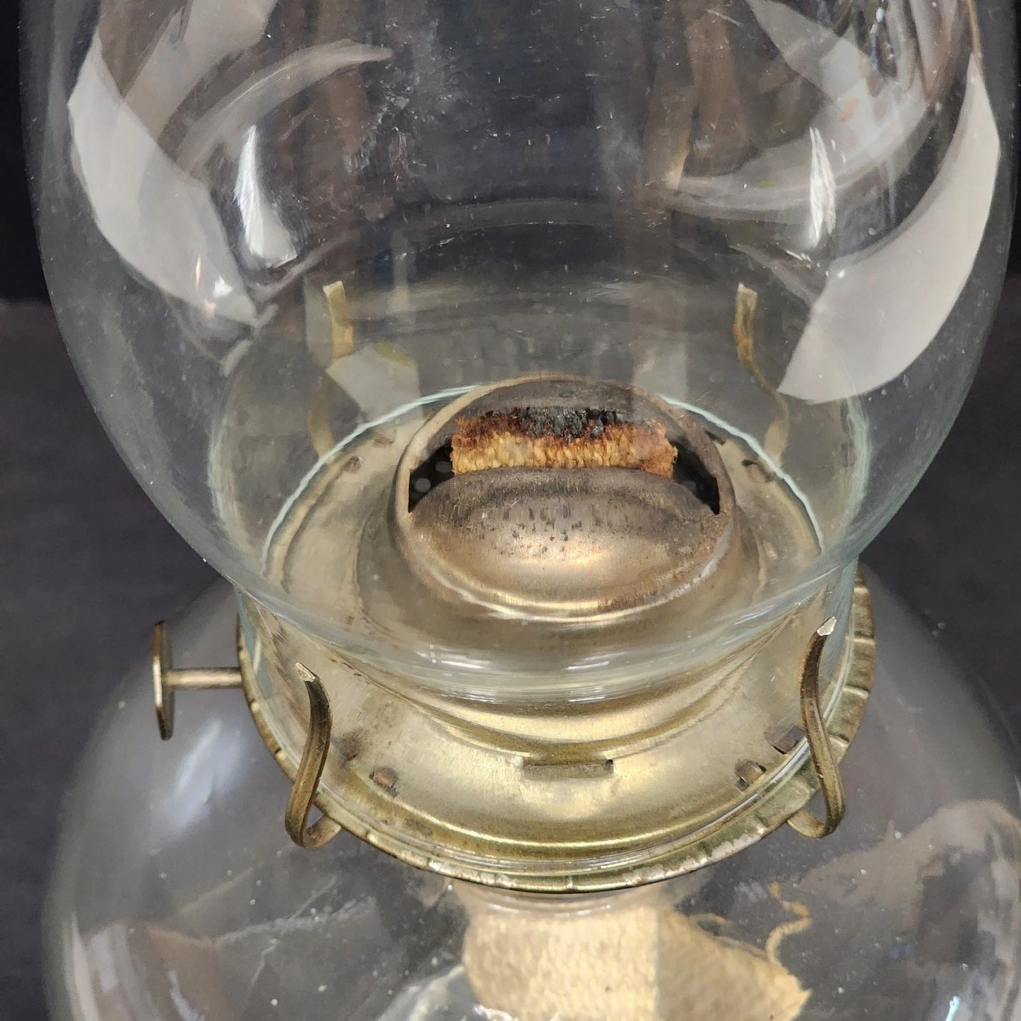 Hurricane Kerosene Oil Lamp Plume Atwood Eagle Clear Glass Chimney 19.75"h Vtg
