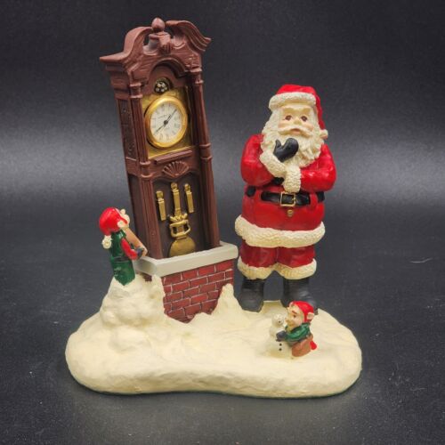 Christmas Chimney Clock Figurine 1999 Howard Miller Up On The House Top 645-415