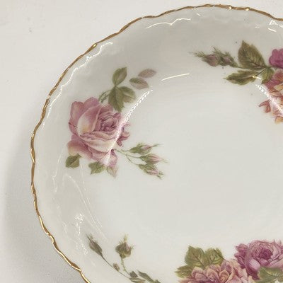 Rosenthal RC Monbijou Fruit Bowl Bavaria Pink Roses Gold Scalloped Edge