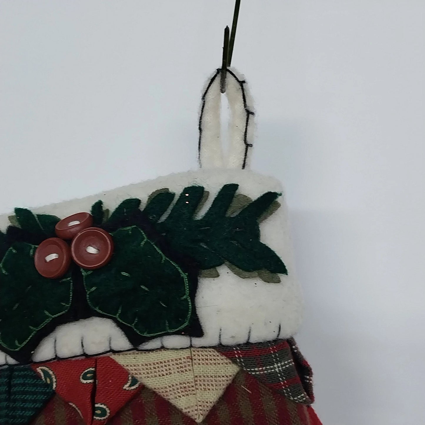 Tender Heart Treasures Moose Plaid Applique Christmas Stocking 18" Vtg 1999