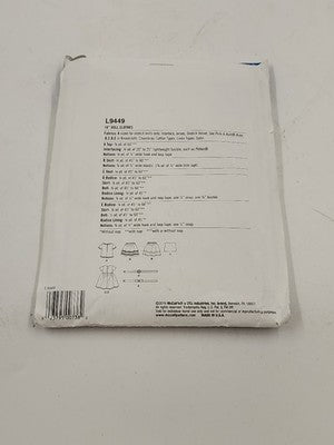 McCall's It's Sew Simple L9449 Sewing Pattern Cut 2019 18" Doll Clothes USA