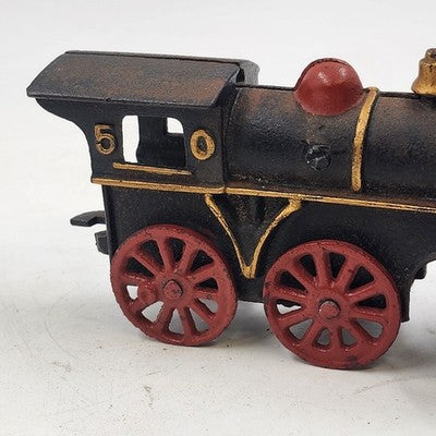 Locomotive Black Train 7.5"x3" Steam Engine 50 Red Wheels Cast Iron Collectible