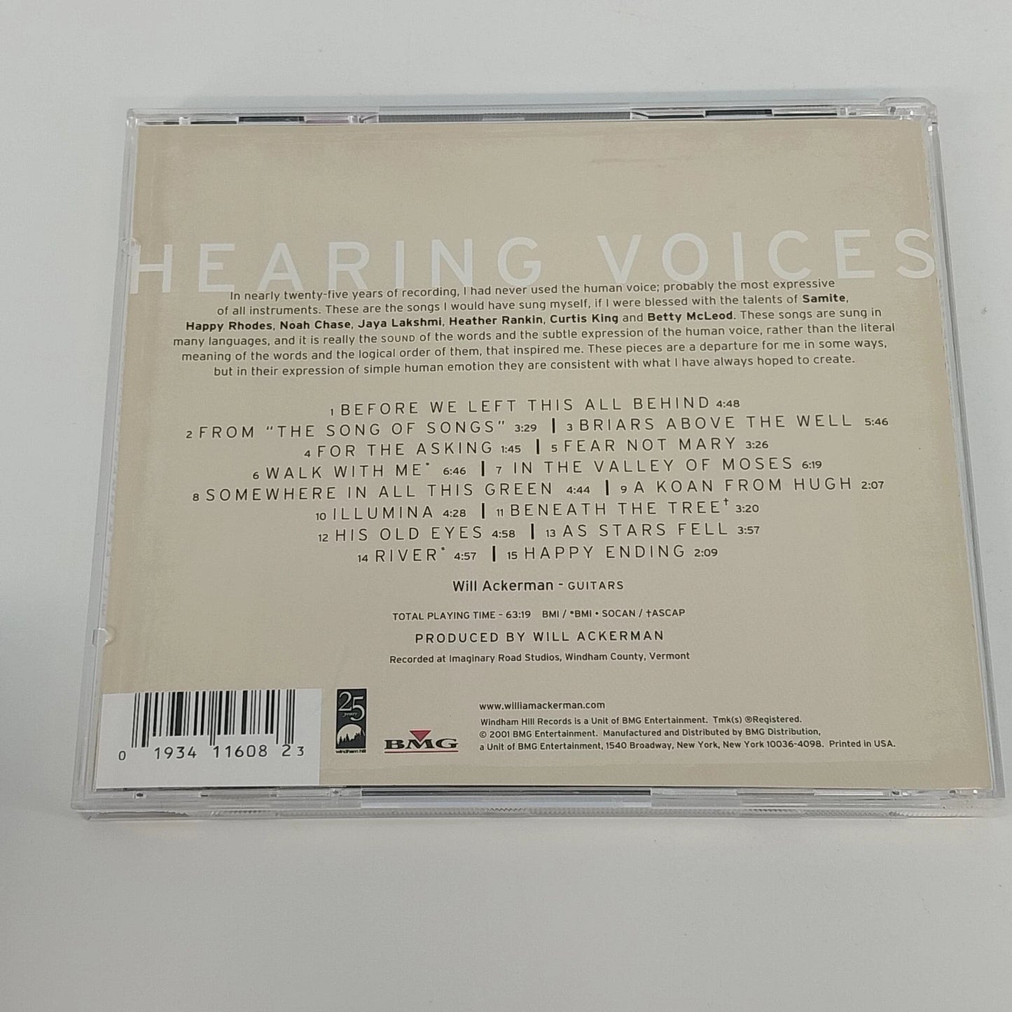 Will Ackerman Hearing Voices CD 2001 Windham Hill New Age Guitar USA