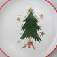 Set of 4 International Silver Co Christmas Tree Dessert Plates 8" Red Trim NIB