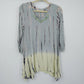Nature Art by Lynn Yang Beaded Tunic Top Green Floral Women's Small 3/4 Sleeve