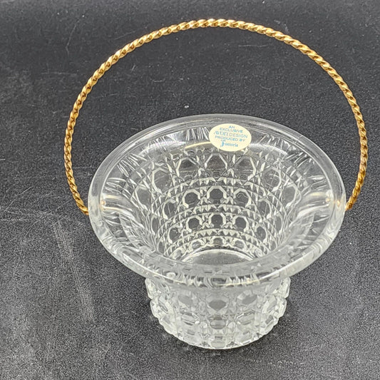 Avon Fostoria Glass Candlelight Basket Candle Holder Perfumed 1970's Vintage NIB