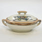 Japan Porcelain Covered Vegetable Bowl Hand Painted Floral Orange Luster 5.25"