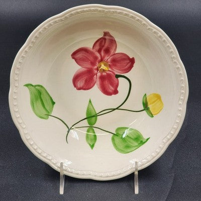Stetson Pottery Joy Serving Bowl 9" x 2.25" Hand Painted Red Yellow Floral