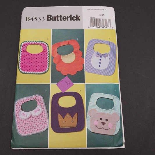 Butterick B4533 Vintage Sewing Pattern 2005 Uncut Organizer Baby Bibs One Size
