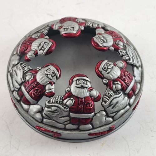 Santa Claus Christmas Yankee Candle Illuma-Lid for Jar Candle Pewter 3.25" Diam