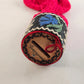 Red Christmas Stocking Piggy Bank Style Cotton Decoration w Wooden Top Germany