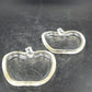 2 Pcs Clear Glass Apple Trinket Jewelry Dishes Candy Nut Serving Bowls 4" Vtg