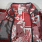 Bon Worth Womens Large Tapestry Weave Red Gray Block Print Blazer Jacket Unlined