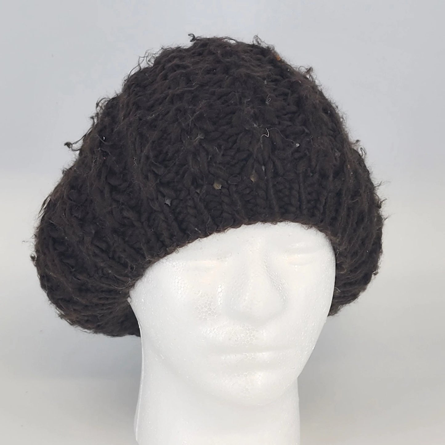 Knit Beret Women’s French Artist Hat Chocolate Brown Winter Beanie Slouchy Cap